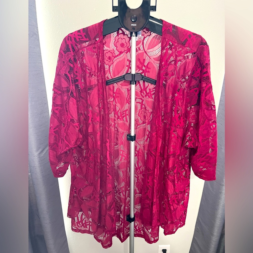 Kimono Style Jacket Shear with Floral Design